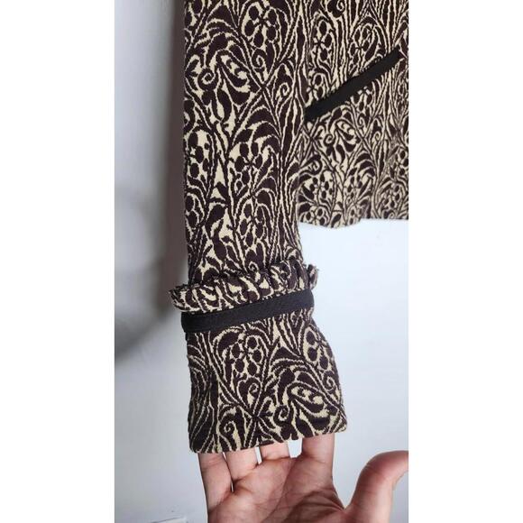 Diane Von Furstenberg Jacket Womens 2 Brown Cream Logan Jacquard Floral Cropped - Picture 4 of 9